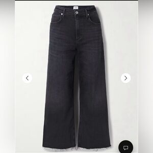 Citizens Of Humanity Lyra Frayed Cropped High-Rise Wide-Leg Jeans in size 30